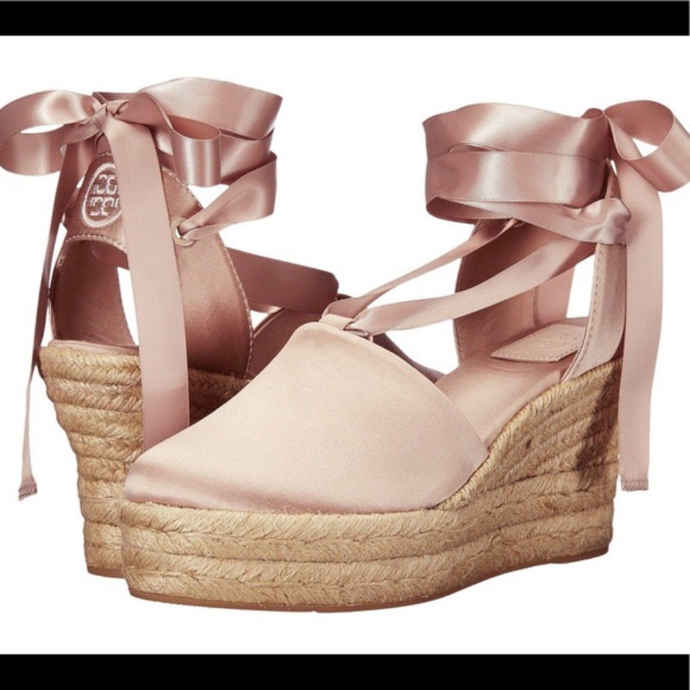 Elisa satin espadrille wedge NWT
